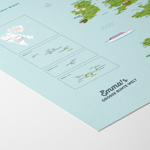 Europa-Karte für Kinder als Poster, gedruckt auf Hahnemühle Photo Rag Premium Papier