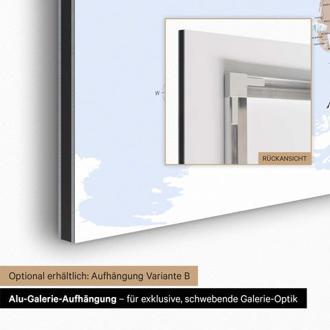 Alu-Galerie-Aufhängung für eine magnetische Kinder-Weltkarte für eine schwebende Optik