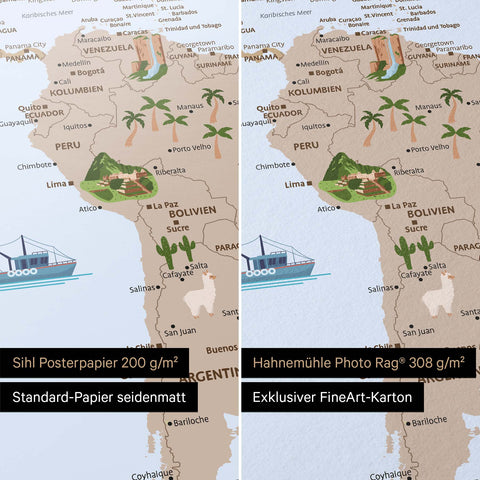 Kinder-Weltkarte in Multicolor Braun als Poster in den Papiersorten Sihl Posterpapier oder Hahnemühle Photo Rag