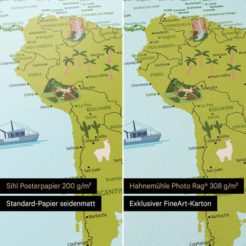 Kinder-Weltkarte in Multicolor Classic als Poster in den Papiersorten Sihl Posterpapier oder Hahnemühle Photo Rag