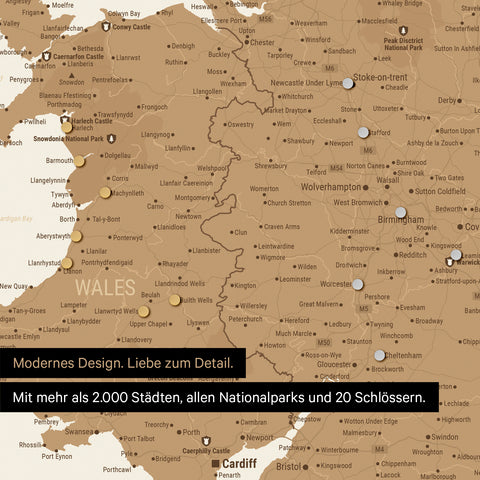 UK England & Ireland Map TRAVEL® Magnet Poster – in 21 Colors
