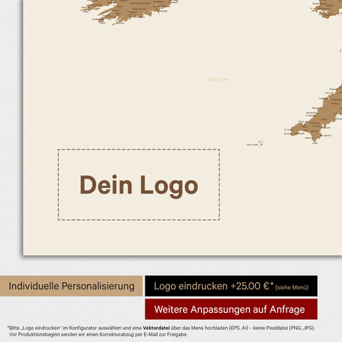 UK England & Ireland Map TRAVEL® Magnet Poster – in 21 Colors