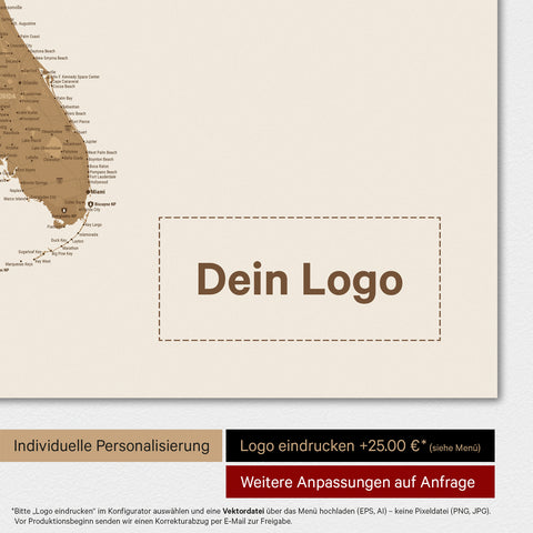 USA Map TRAVEL® Magnet Poster – in 21 Colors