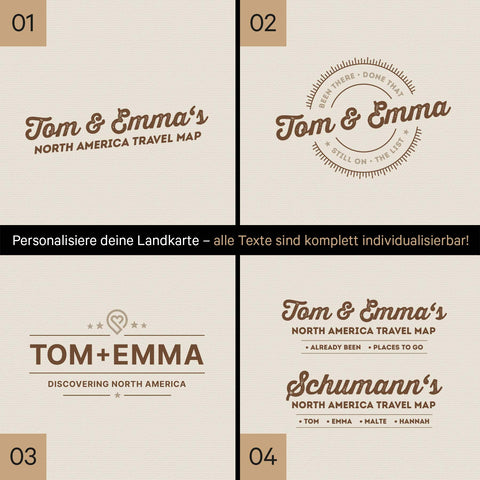 Nordamerika Landkarte mit hohem Detailgrad als Pinnwand Leinwand in Desert Sand (Beige) mit Personalisierung und Eindruck mit deinem Namen