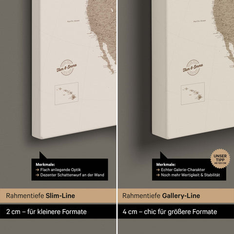 North America Push Pin Map TRAVEL® (Pinboard) – Desert Sand (Beige)