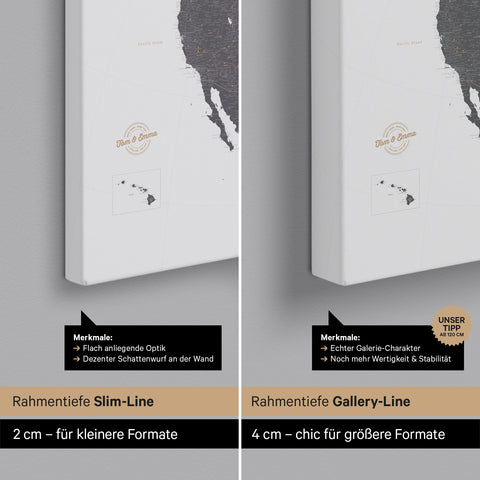 Noord-Amerika-kaart TRAVEL® Canvas Prikbord – Lichtgrijs