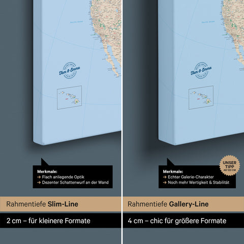 Noord-Amerika-kaart TRAVEL® Canvas Prikbord – Multicolor Classic