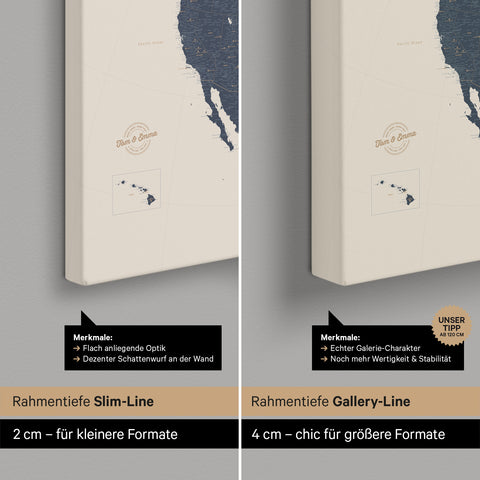 North America Push Pin Map TRAVEL® (Pinboard) – Navy Light