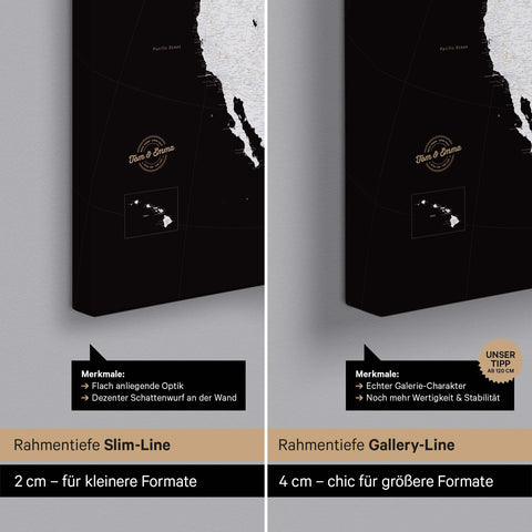 North America Push Pin Map TRAVEL® (Pinboard) – Dark Black