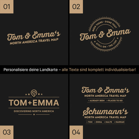 Noord-Amerika-kaart TRAVEL® Canvas Prikbord – Sonar Black