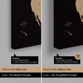 Nordamerika Karte Pinn-Leinwand in Sonar Black (Schwarz-Gold) optional mit dem Straßennetz der größten Highways und Interstates