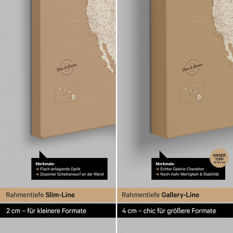 North America Push Pin Map TRAVEL® (Pinboard) – Treasure Gold