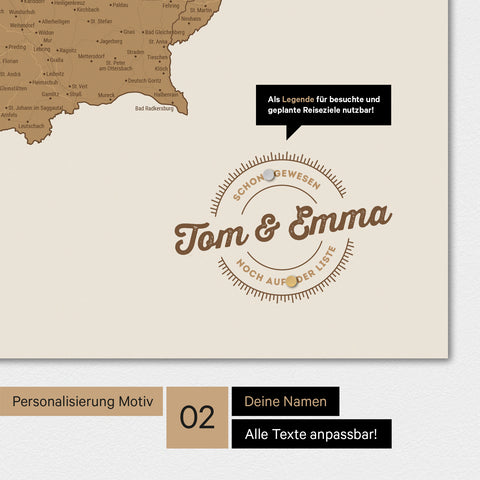 Austria Map TRAVEL® Magnet Board – in 21 Colors