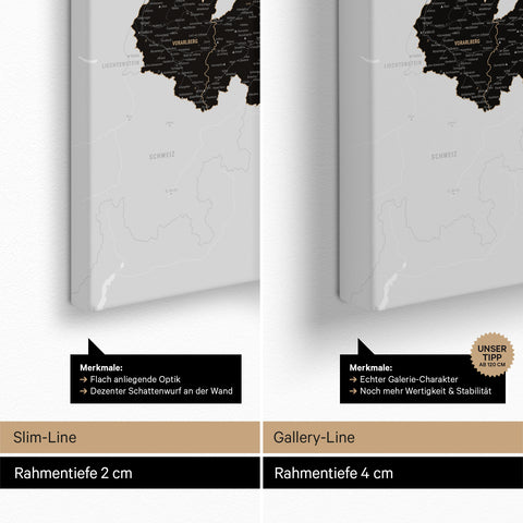 Austria Push Pin Map TRAVEL® (Pinboard) – Light Black