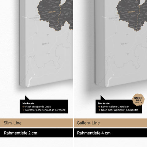 Austria Push Pin Map TRAVEL® (Pinboard) – Light Gray