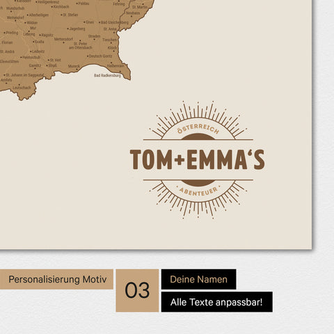 Austria Map TRAVEL® Premium Poster – 18 different colors