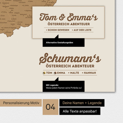 Austria Map TRAVEL® Premium Poster – 18 different colors