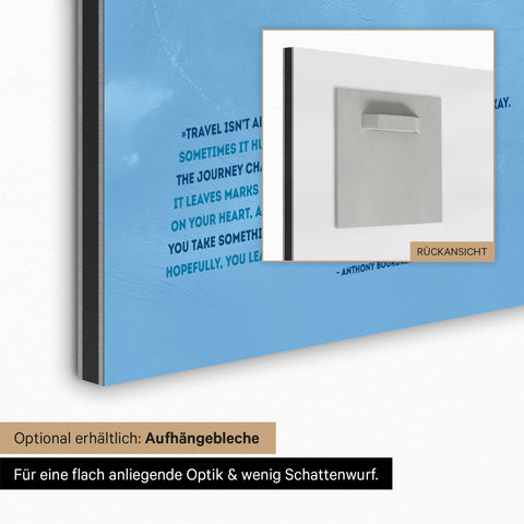 Aufhängeblech für magnetische Weltkarte zur einfachen Wandmontage für eine flach anliegende Optik