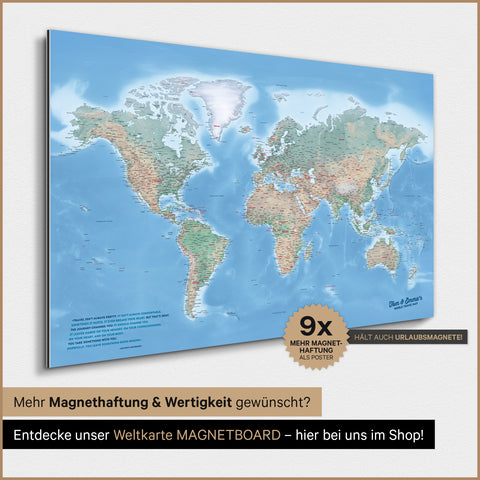 Magnetische fysieke wereldkaart TRAVEL® magnetenposter – multicolor Terra