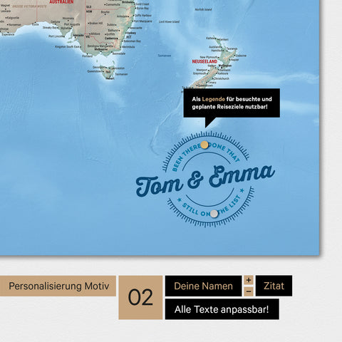Alternatives rundes Motiv für eine Personalisierung mit deinem Namen auf einer physischen Weltkarte als Magnet-Poster in Multicolor Terra