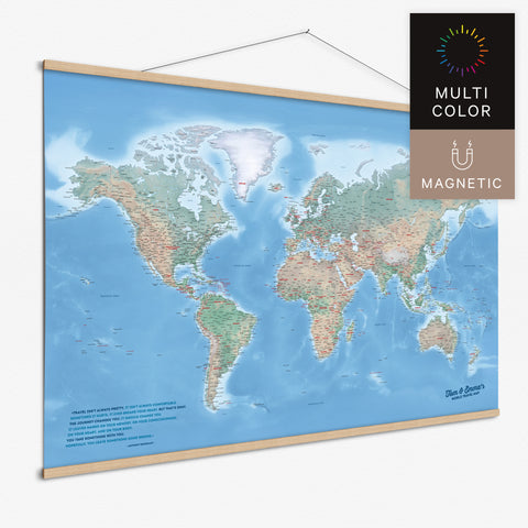 Magentische physische Weltkarte in Multicolor Terra als Magnet-Poster kaufen