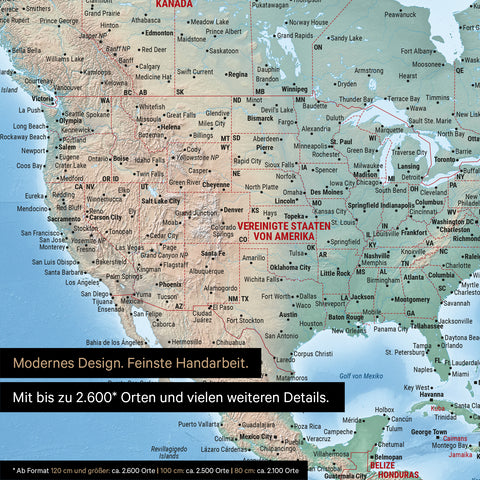 Fysische wereldkaart TRAVEL® Design Premium Poster – Multicolor Terra