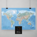 Physische Weltkarte als Poster in Multicolor Terra zum Pinnen und Markieren von Reisezielen kaufen