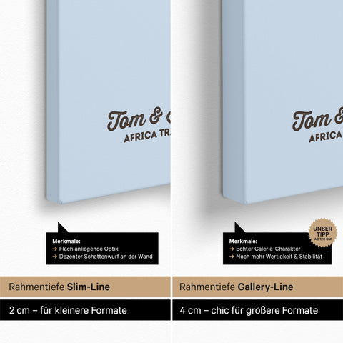 Politische Afrika-Karte als Pinn-Leinwand mit einer Rahmentiefe von 2 cm oder 4 cm