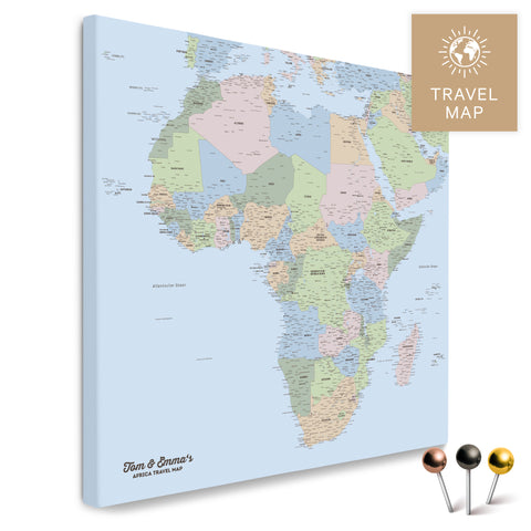 Afrika-Karte in Multicolor Atlas als Pinn-Leinwand, perfekt zum Markieren und Planen von Reisen, hier kaufen