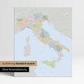 Neutrale Standard Ausführung der detaillierten politischen Italien-Karte als Pinnwand Leinwand ohne Personalisierung
