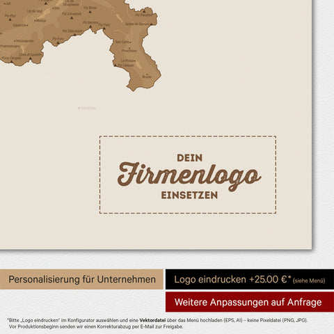 Magnetische Zwitserland-kaart TRAVEL® Magnetbord – Brons