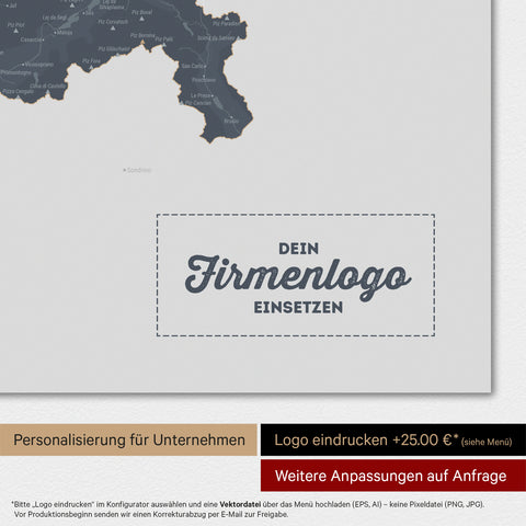 Magnetische Zwitserland-kaart TRAVEL® Magnetbord – Denim Blauw