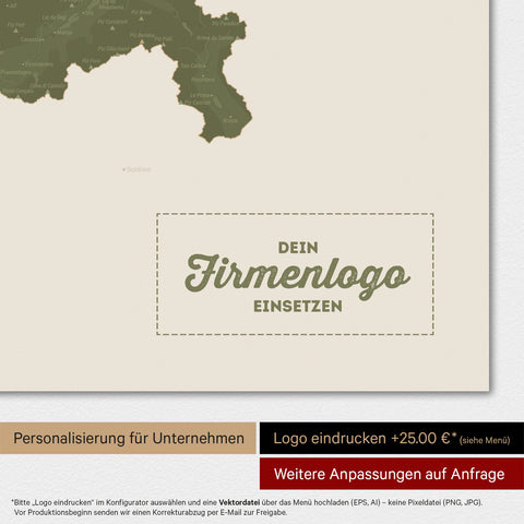 Magnetische Zwitserland-kaart TRAVEL® Magnetbord – Olijfgroen