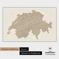 Neutrale und schlichte Ausführung einer magnetischen Schweiz-Karte in Desert Sand (Beige)