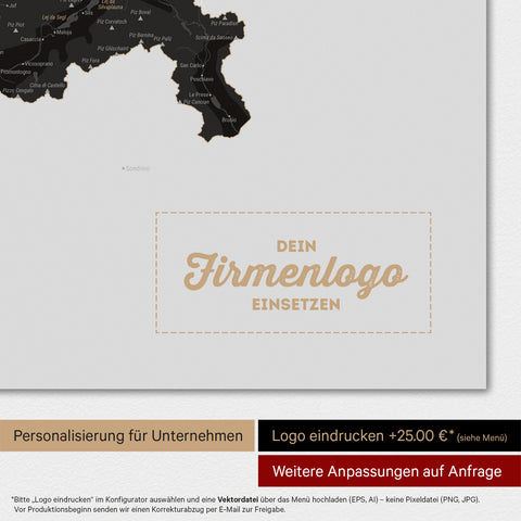 Magnetische Zwitserland-kaart TRAVEL® Magnetbord – Licht Zwart