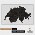 Neutrale und schlichte Ausführung einer magnetischen Schweiz-Karte in Light Black