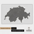 Neutrale und schlichte Ausführung einer magnetischen Schweiz-Karte in Light Gray