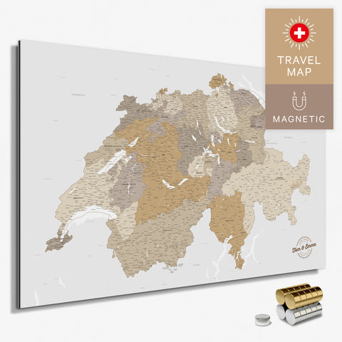 Magnetische Schweiz-Karte in Multicolor Beige als Magnetboard zum Pinnen und Markieren von Reisezielen kaufen