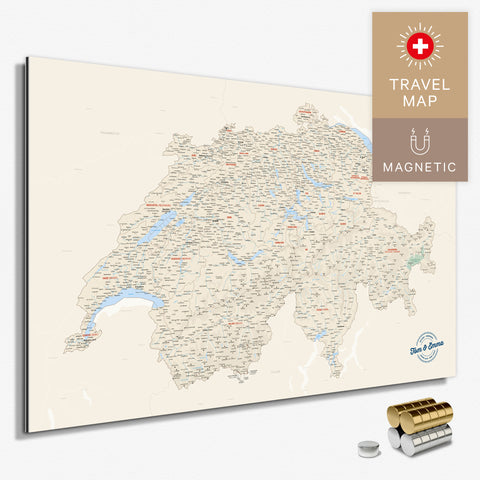Magnetische Schweiz-Karte in Multicolor Classic als Magnetboard zum Pinnen und Markieren von Reisezielen kaufen
