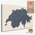 Magnetische Schweiz-Karte in Navy Light als Magnetboard zum Pinnen und Markieren von Reisezielen kaufen