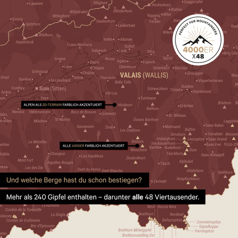 Magnetische Zwitserland-kaart TRAVEL® Magnetbord – Bordeaux Rood