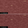 Magnetische Schweiz-Karte Leinwand in Bordeaux Rot wahlweise mit oder ohne Straßennetz