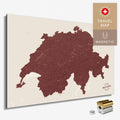Magnetische Schweiz-Karte in Bordeaux Rot als Magnetboard zum Pinnen und Markieren von Reisezielen kaufen