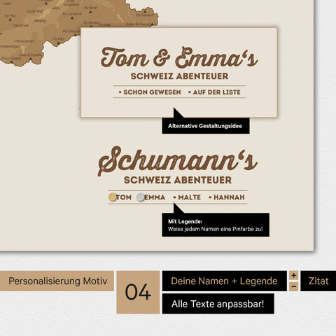 Zwitserland-kaart TRAVEL® Magneet-Poster – in 21 kleuren