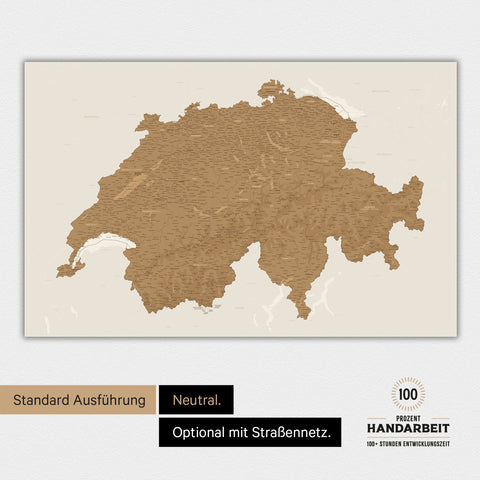 Zwitserland-kaart TRAVEL® Magneet-Poster – in 21 kleuren