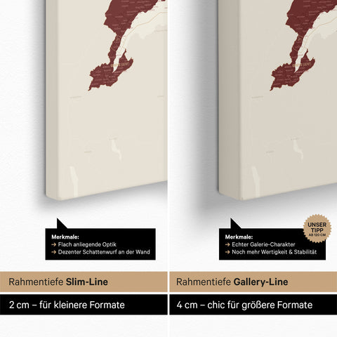 Switzerland Push Pin Map TRAVEL® (Pinboard) – Bordeaux Red