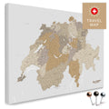 Schweiz-Landkarte in Multicolor Beige als Pinnwand Leinwand zum Pinnen und Markieren von Reisezielen kaufen