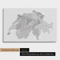 Neutrale und schlichte Standard-Ausführung einer Schweiz-Karte als Pinn-Leinwand in Multicolor Grau