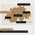 Verschiedene Konfigurationsmöglichkeiten für ein individuelles Poster einer Schweiz-Karte
