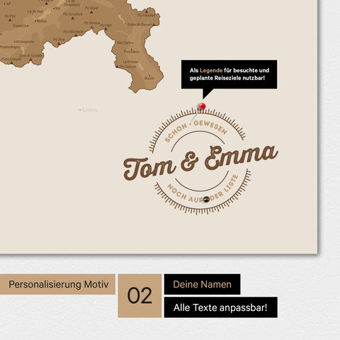 Zwitserland-kaart TRAVEL® Premium Poster – in 21 kleuren